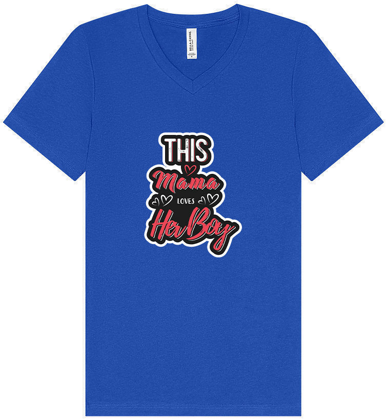 This Mama Loves Her Boy Unisex V-Neck Shirt