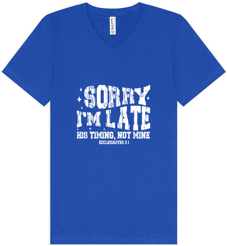 His Timing, Not Mine Unisex V-Neck Shirt