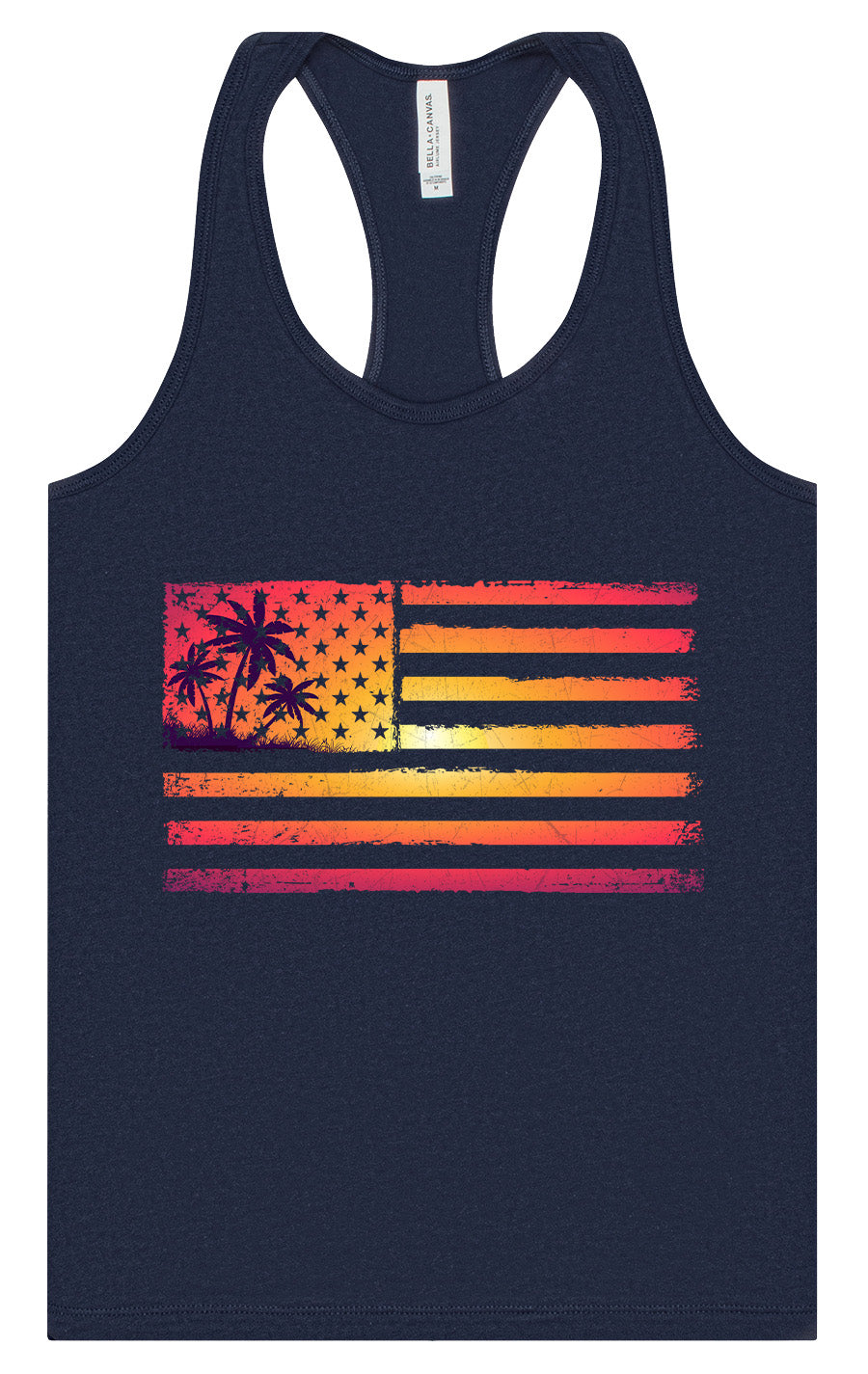 Beach American Flag Women's Racerback Tank