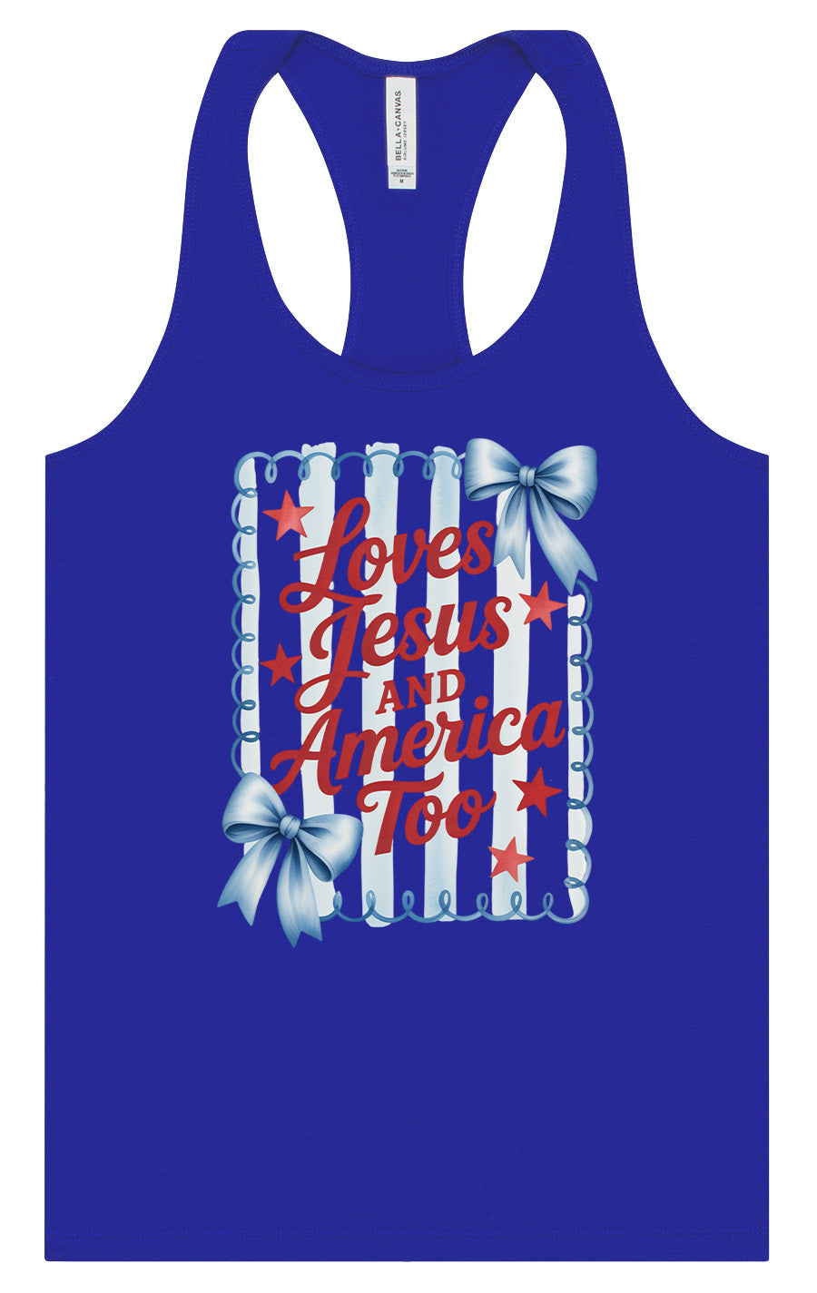 Loves Jesus and America Too Women's Racerback Tank
