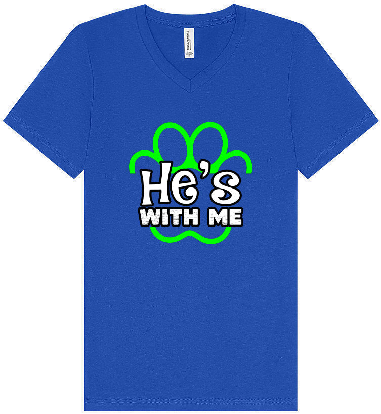 Neon Paws He's With Me Unisex V-Neck Shirt