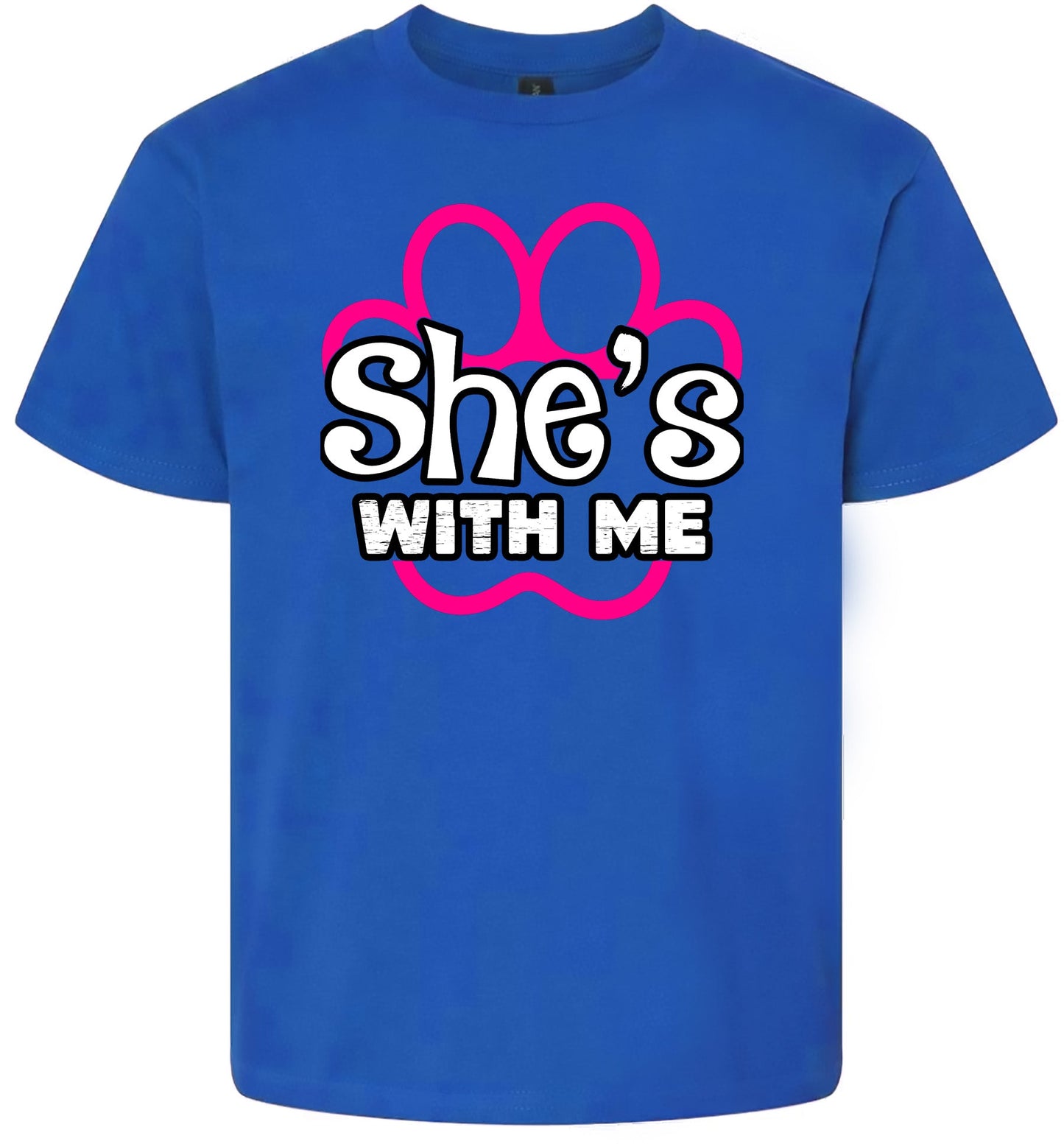 Neon Paws She's With Me Children's Gildan Soft Shirt