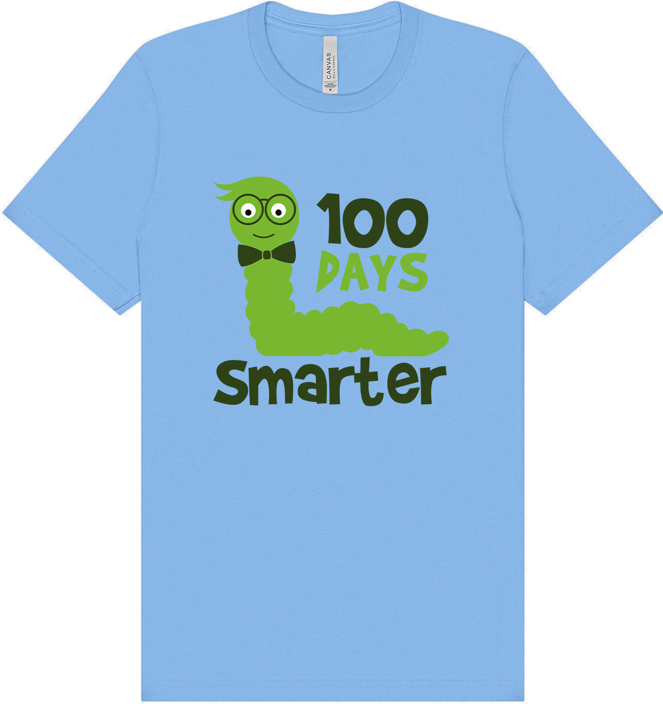 100 Days Smarter Green Worm Adult Bella Canvas Shirt