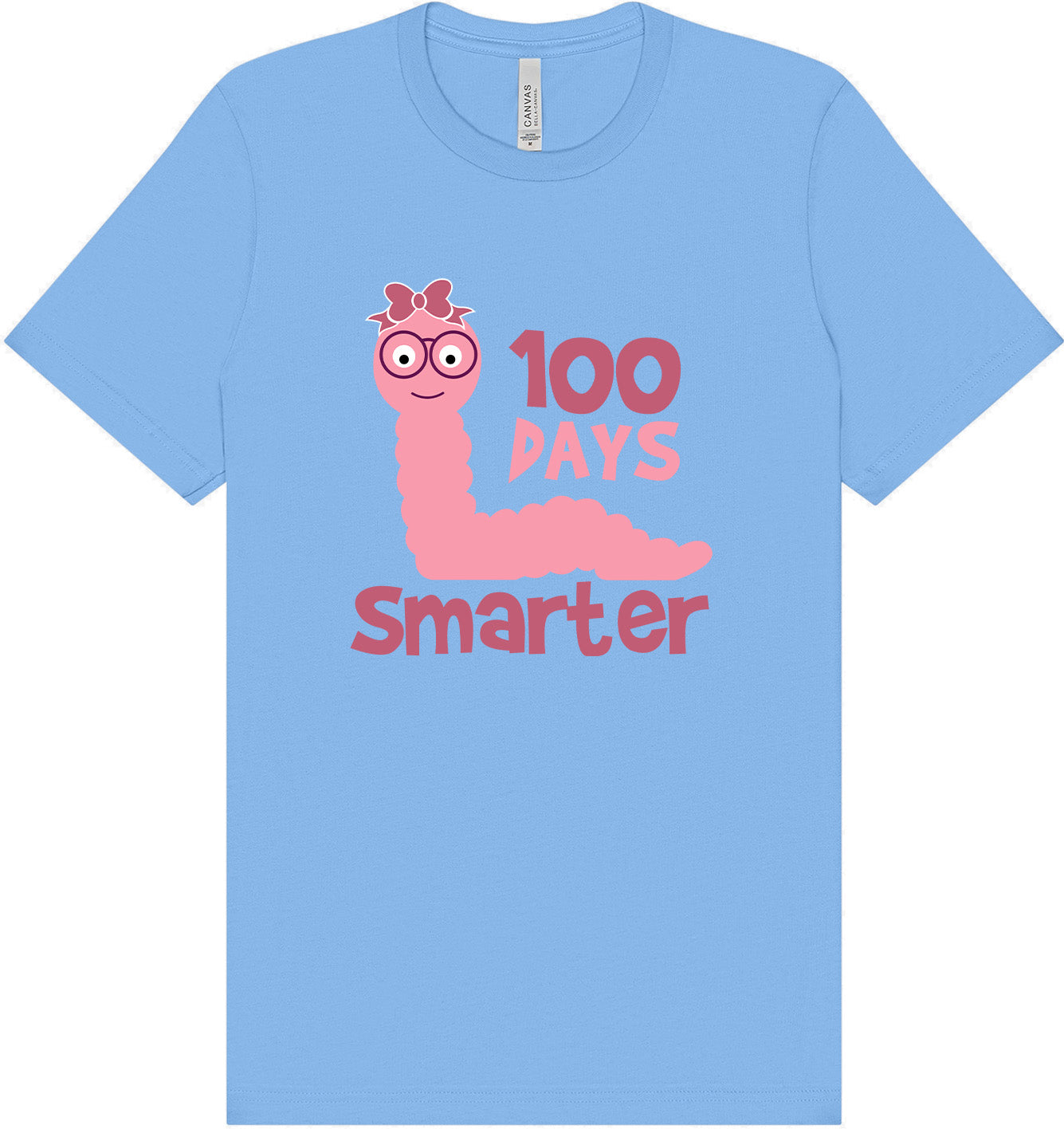 100 Days Smarter Pink Worm Adult Bella Canvas Shirt
