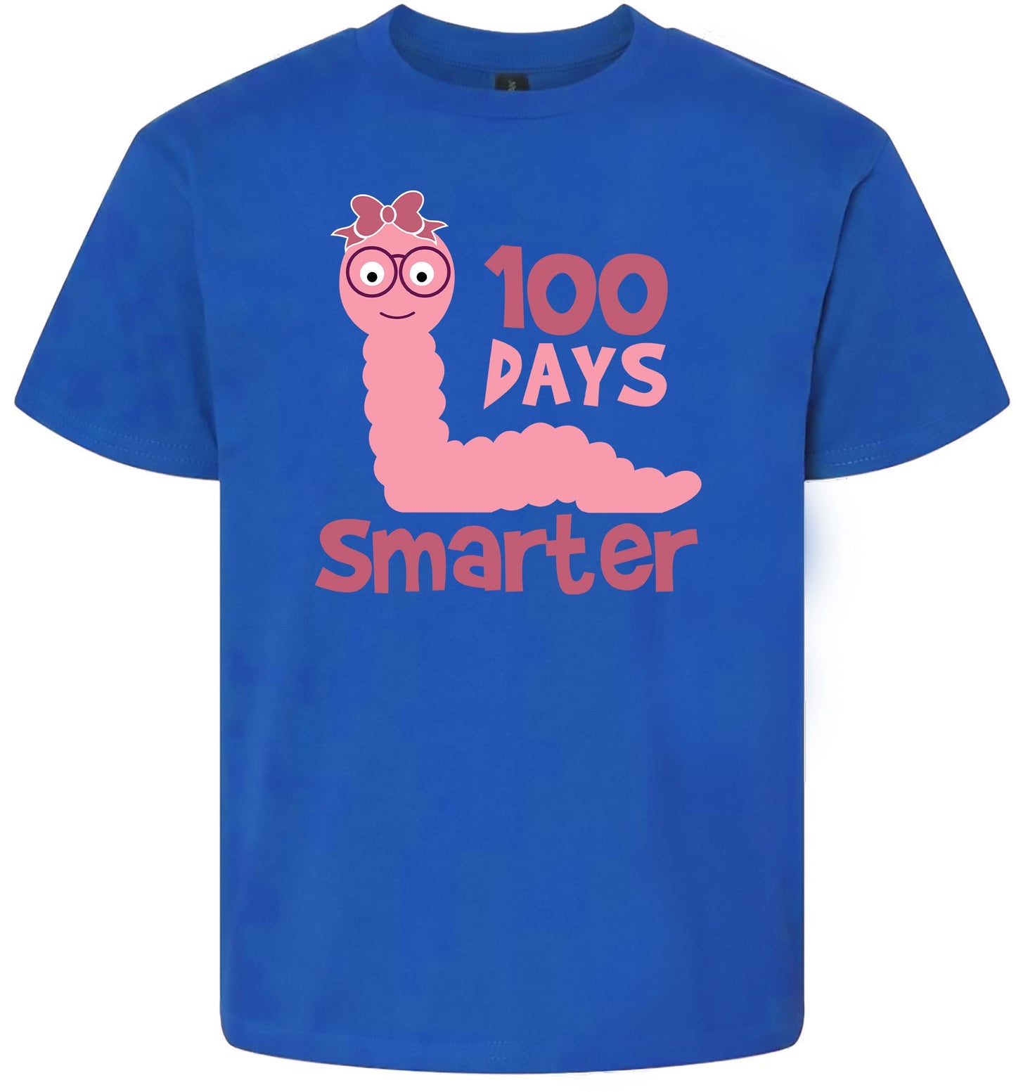 100 Days Smarter Pink Worm Children's Gildan Soft Shirt