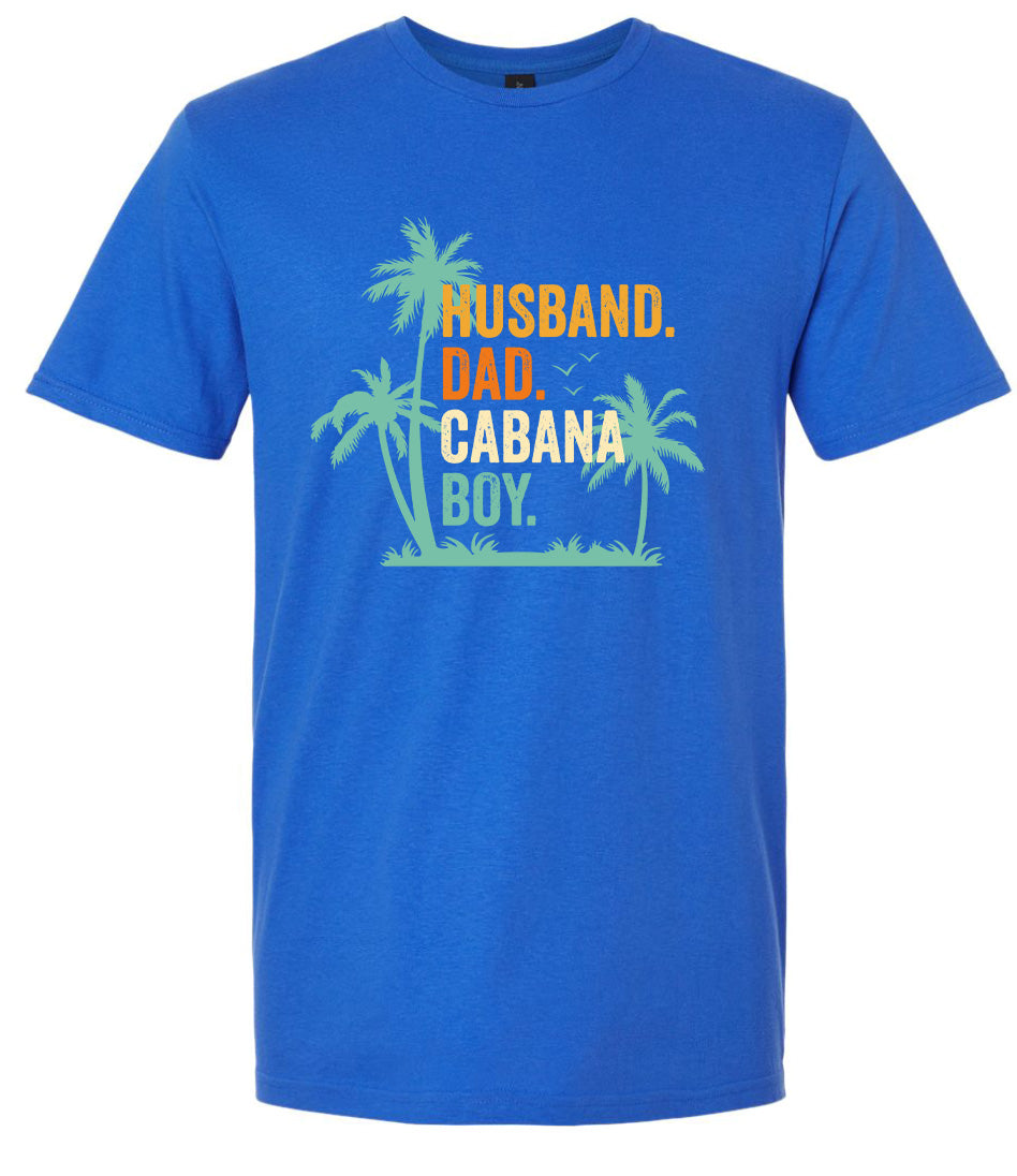 Dad. Husband. Cabana Boy. Adult Gildan Soft Shirt