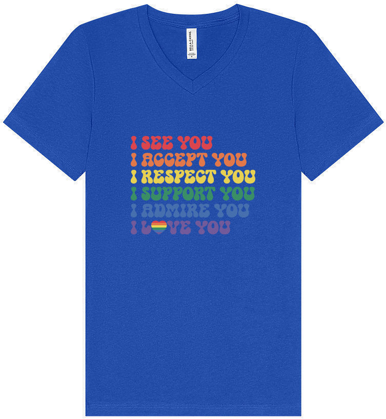 See Accept Support Pride Unisex V-Neck Shirt