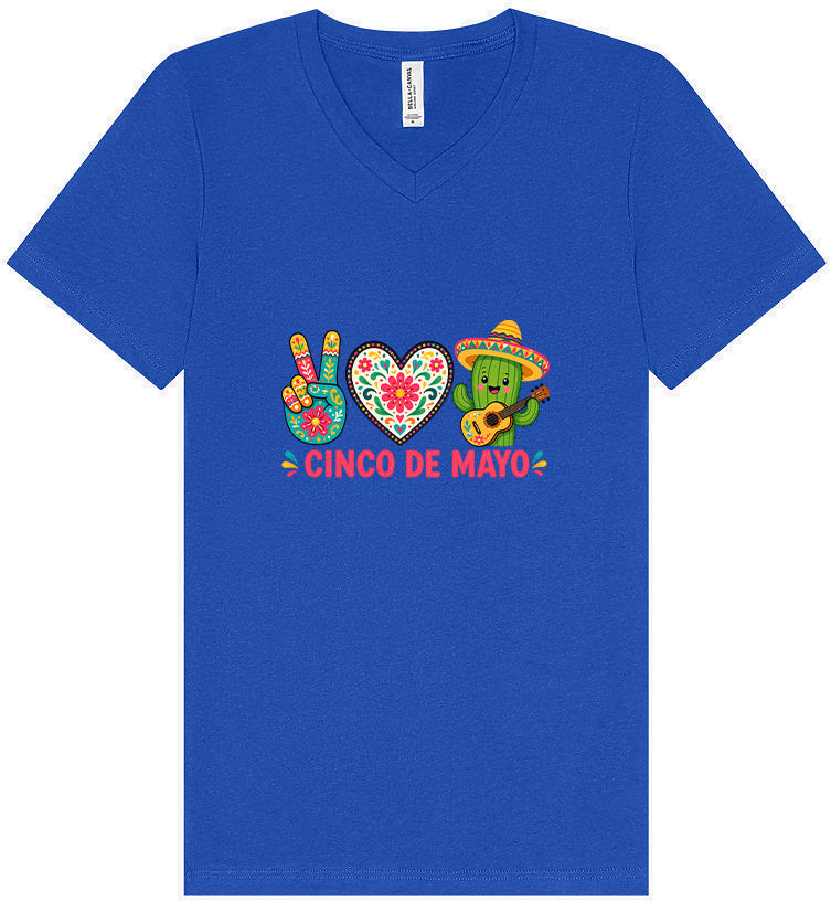 Peace Love Cinco de Mayo Unisex V-Neck Shirt