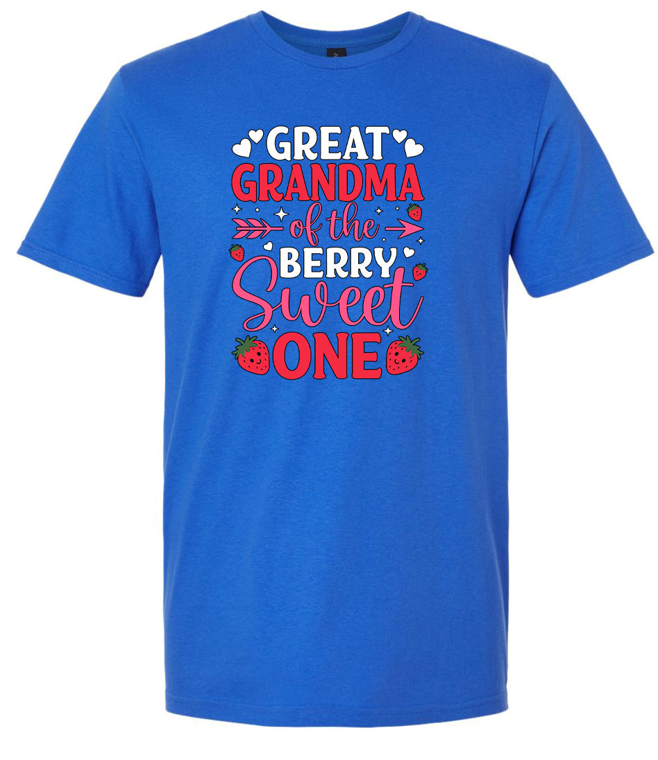 Great Grandma of the Berry Sweet One Adult Gildan Soft Shirt