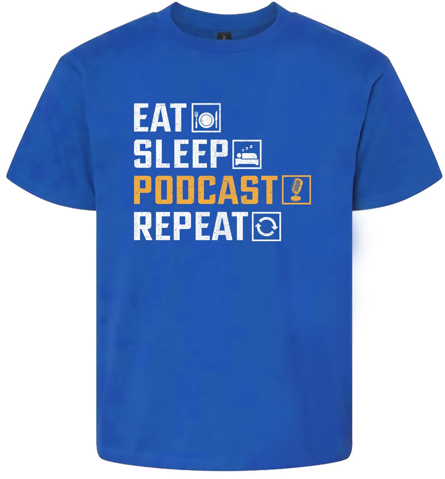 Eat. Sleep. Podcast. Repeat. Children's Gildan Soft Shirt