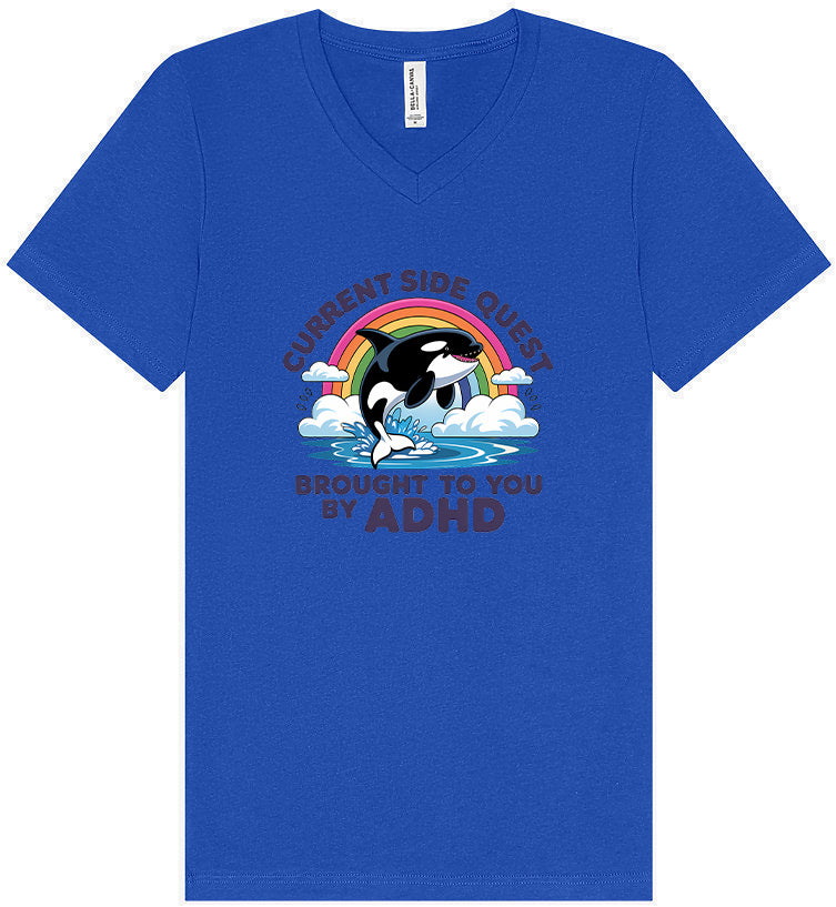Side Quest Brought By ADHD Unisex V-Neck Shirt
