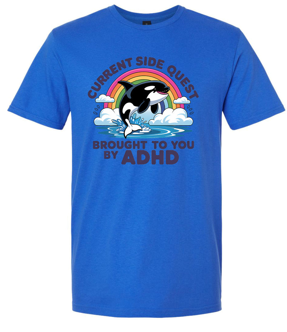 Side Quest Brought By ADHD Adult Gildan Soft Shirt