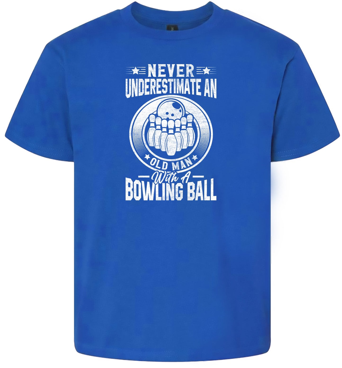 An Old Man with a Bowling Ball Children's Gildan Soft Shirt