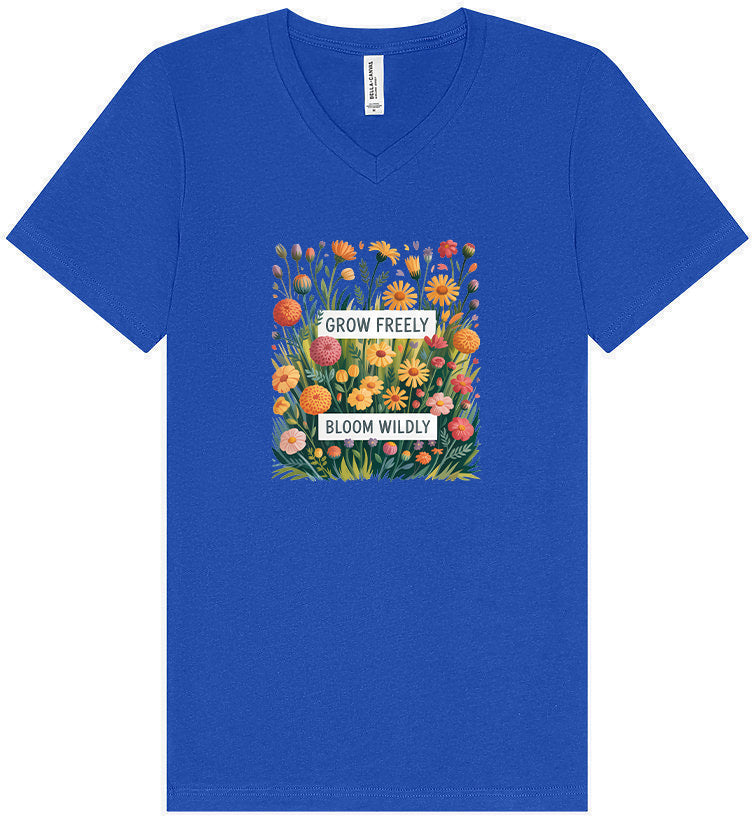 Grow Freely, Bloom Wildly Unisex V-Neck Shirt