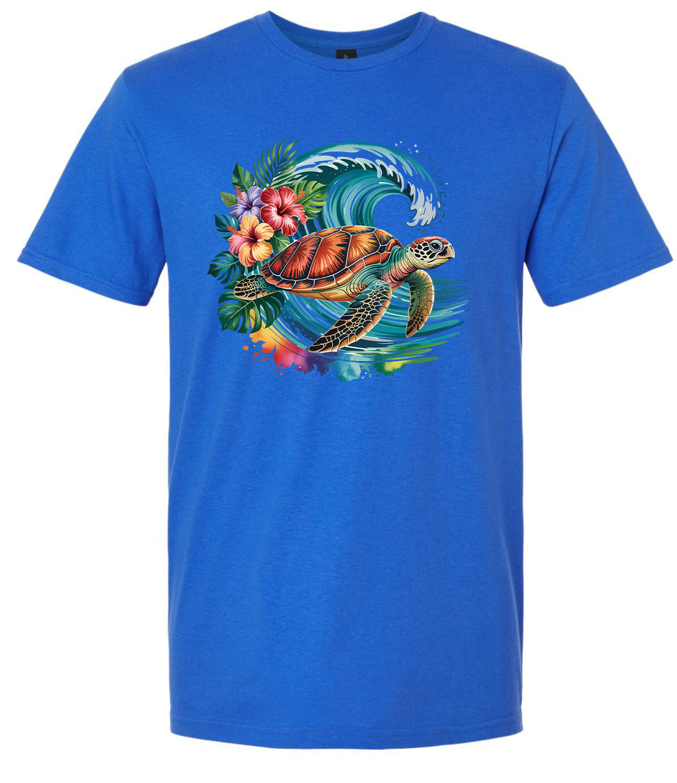 Sea Turtle in the Waves Adult Gildan Soft Shirt