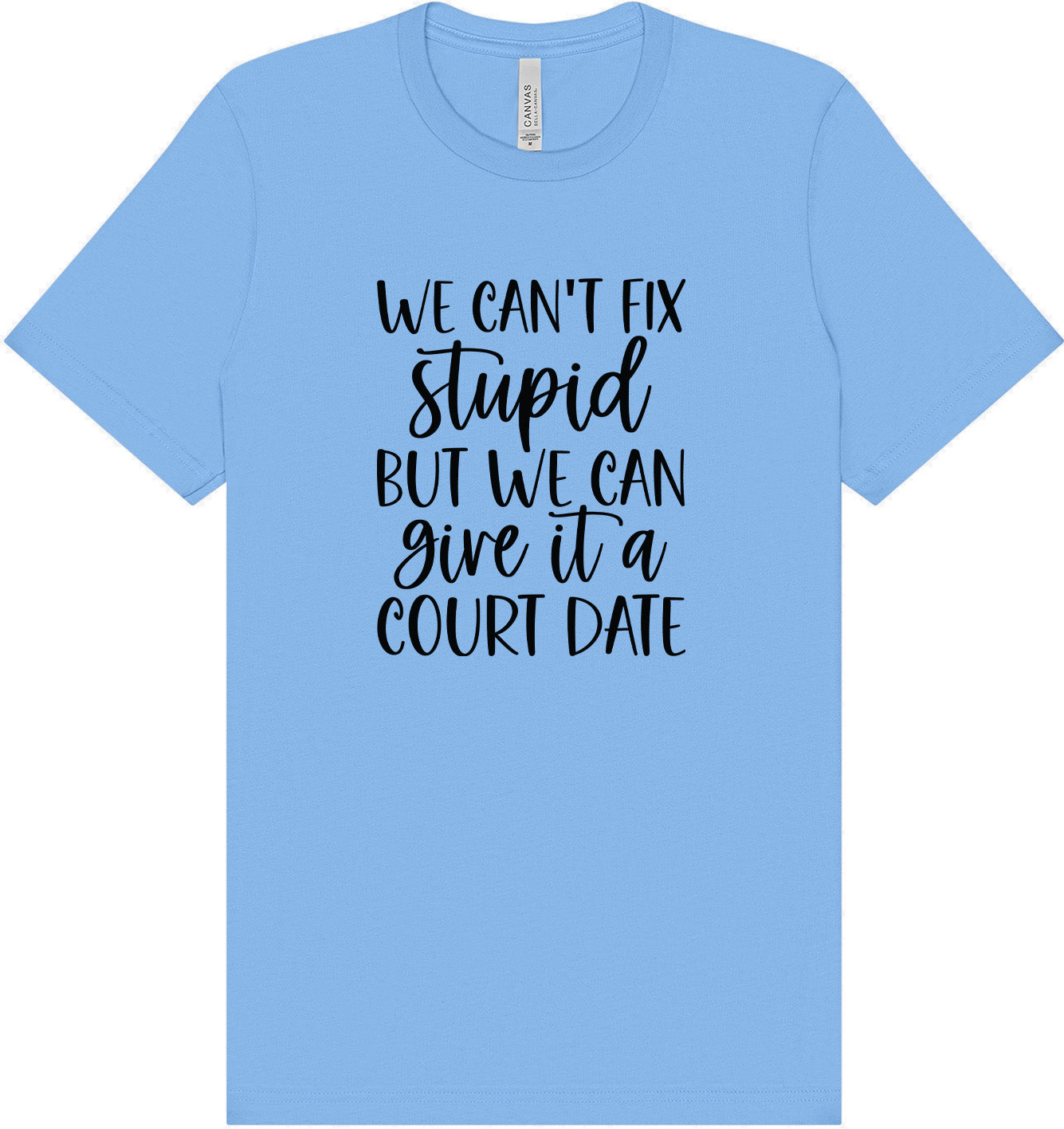 We Can't Fix Stupid but We Can Give it a Court Date Adult Bella Canvas Shirt