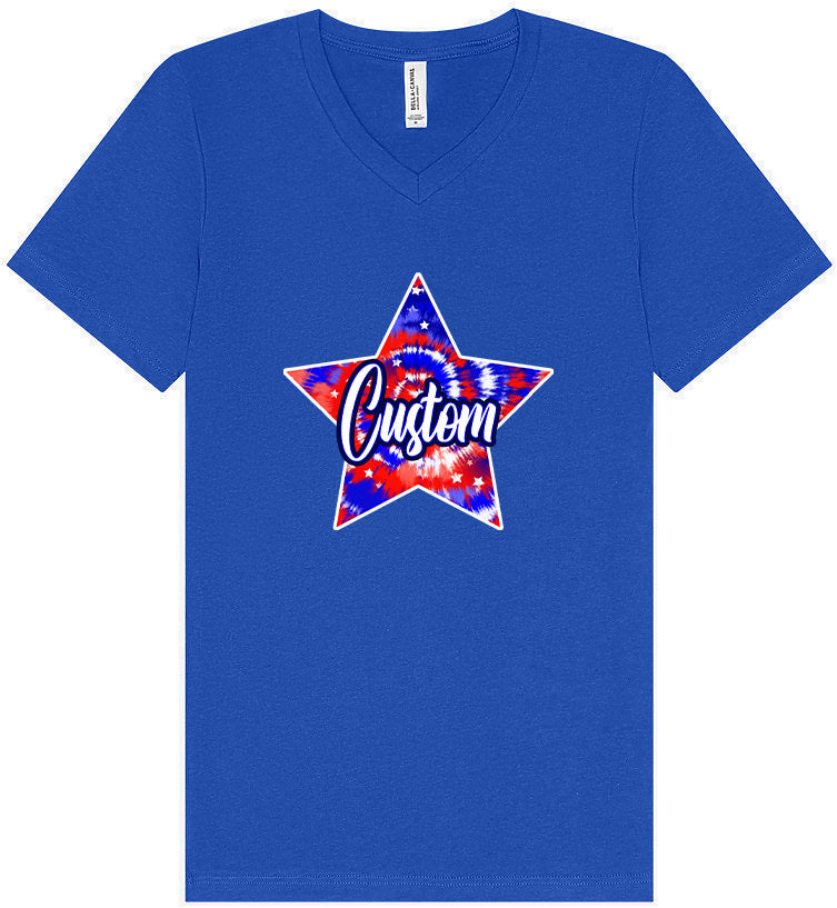 Custom Patriotic Tie Dye Unisex V-Neck Shirt