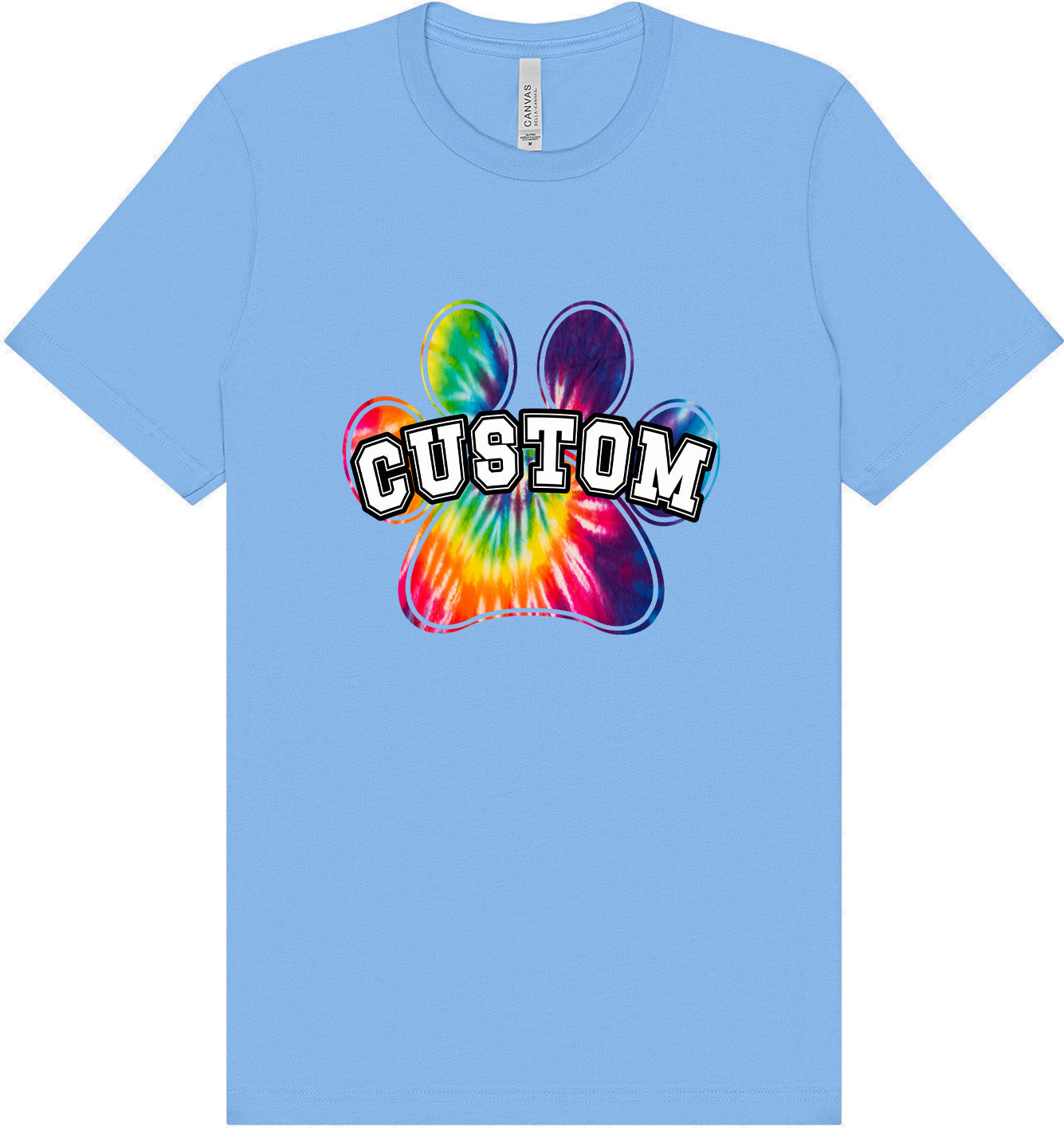 Custom Bright Tie Dye Paw Adult Bella Canvas Shirt