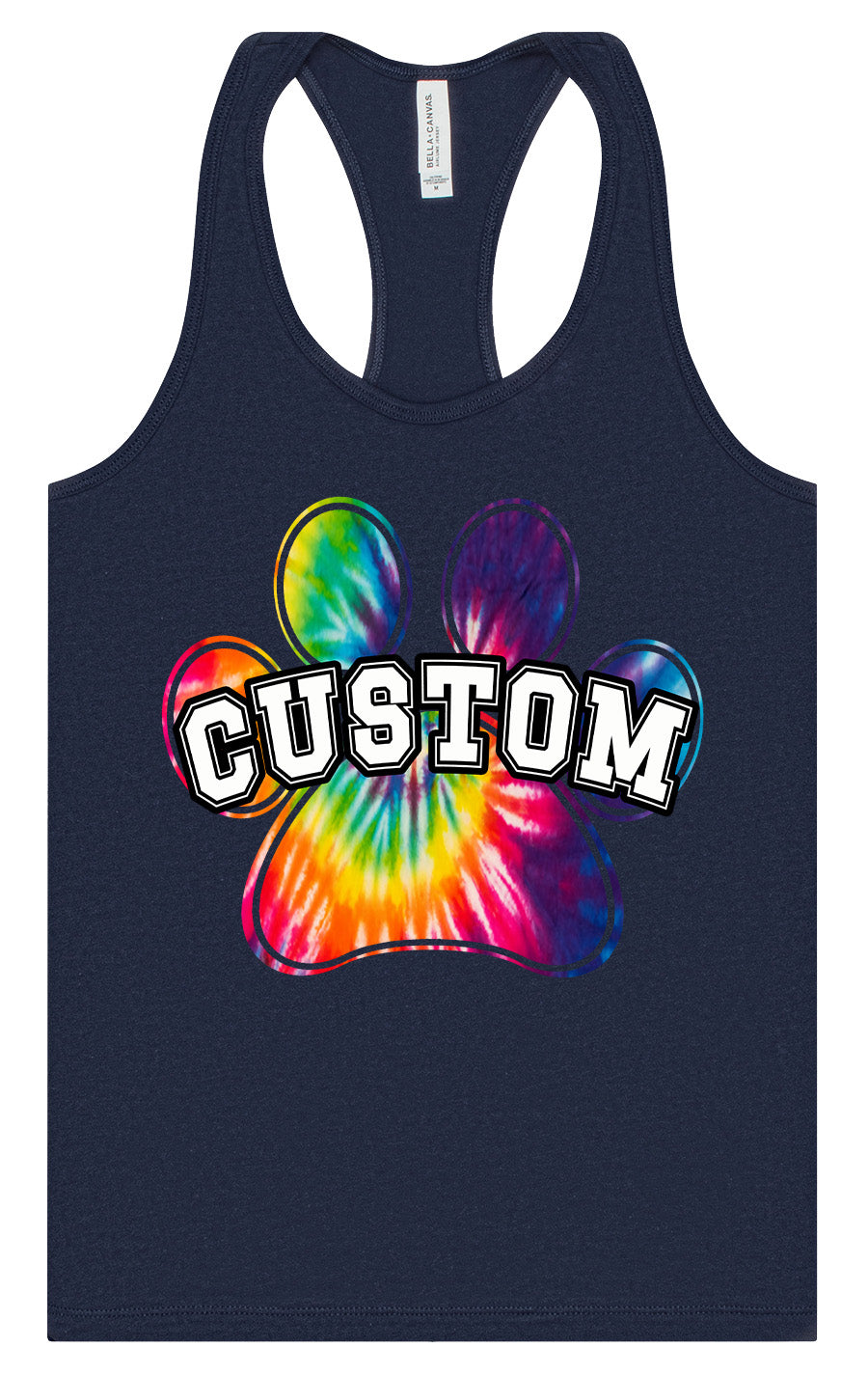 Custom Bright Tie Dye Paw Women's Racerback Tank