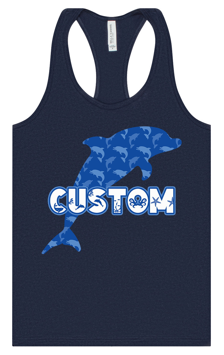 Custom Blue Dolphins Women's Racerback Tank