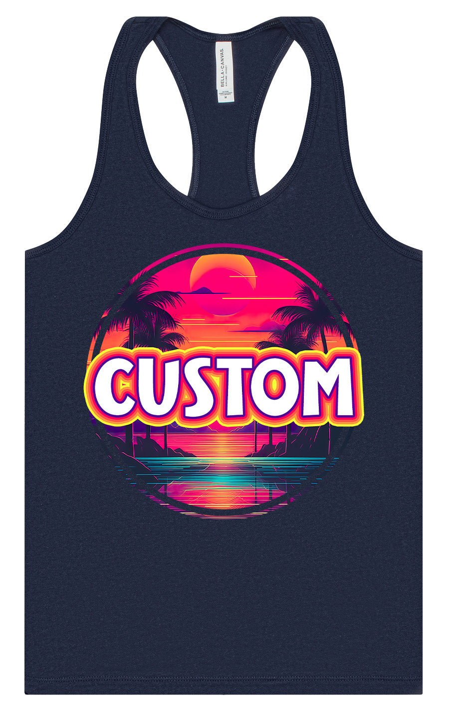 Custom Neon Beach Sunset Women's Racerback Tank