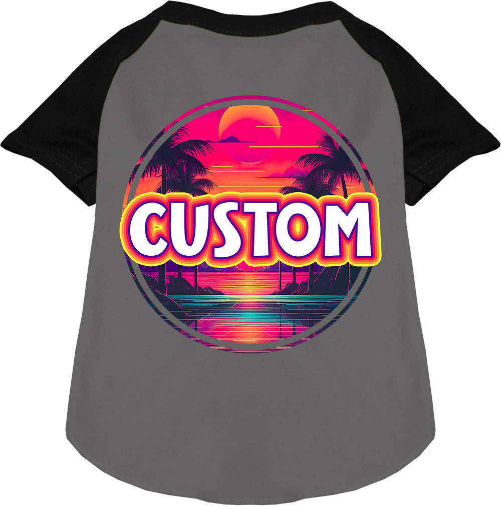 Custom Neon Beach Sunset Pet Raglan Shirts