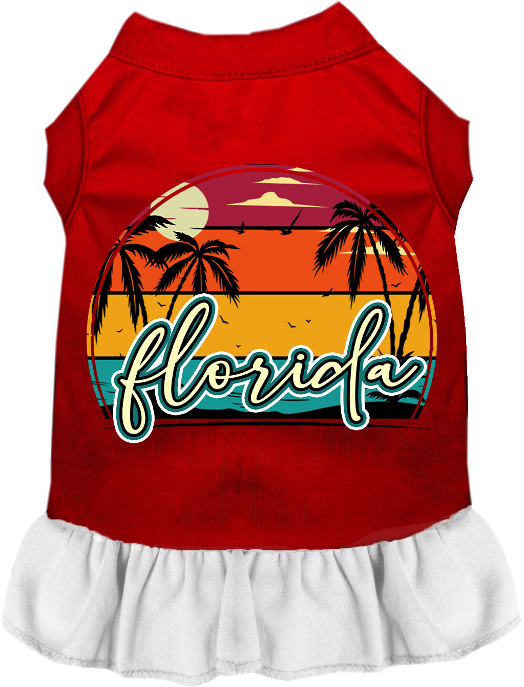 Custom Retro Beach Sunset Pet Dress