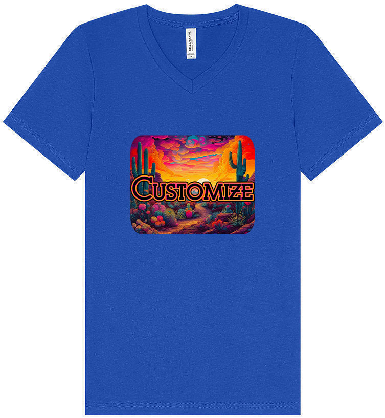 Custom Neon Desert Unisex V-Neck Shirt