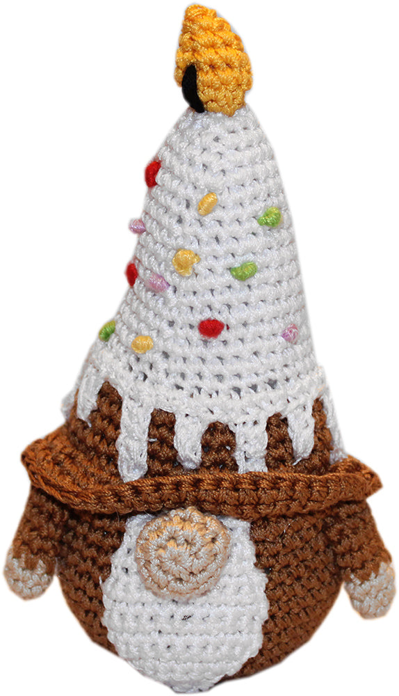 Birthday Gnome Crocheted Knit Knack Pet Toy