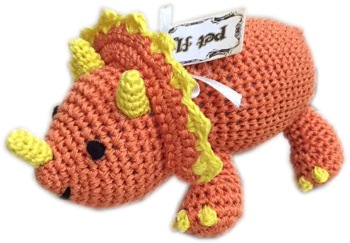 Bop Triceratops Crocheted Knit Knack Pet Toy