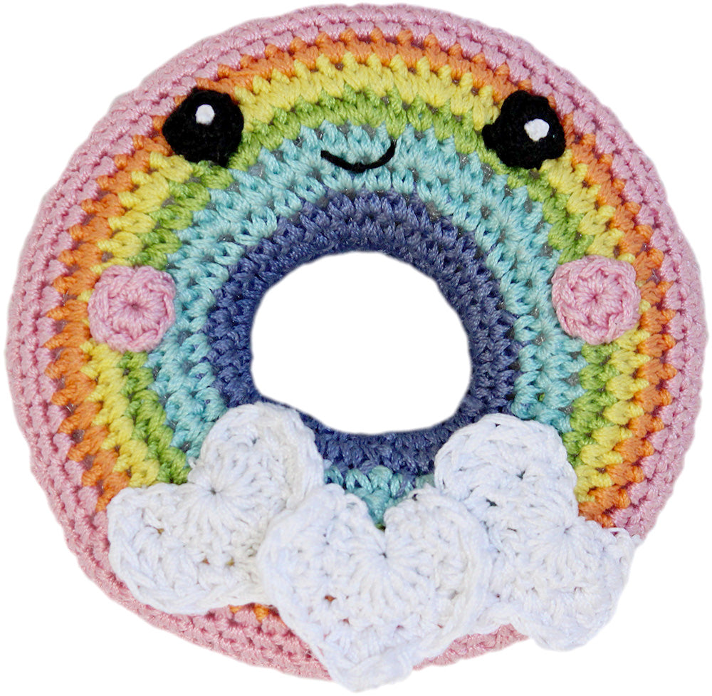 Rainbow Donut Crocheted Knit Knack Pet Toy