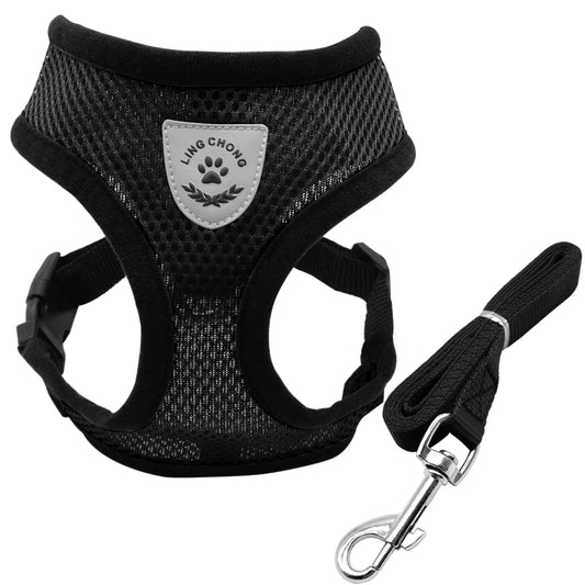 Soft Nylon Mesh Dog Harness and Leash Set