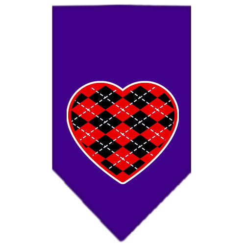 Pet and Dog Bandana Screen Printed, "Red Argyle Heart"