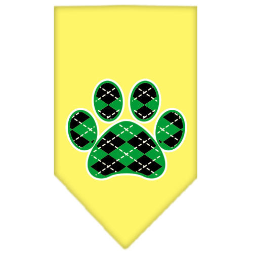 Pet and Dog Bandana Screen Printed, "Green Argyle Paw"
