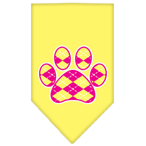 Pet and Dog Bandana Screen Printed, "Pink Argyle Paw"
