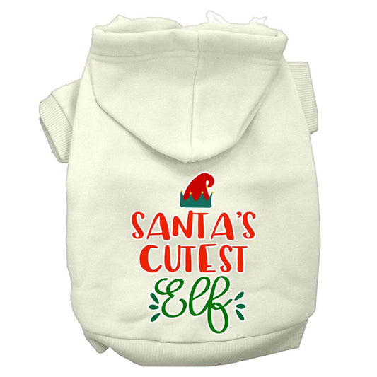 Christmas Pet Hoodie Screen Printed, "Santa's Cutest Elf"