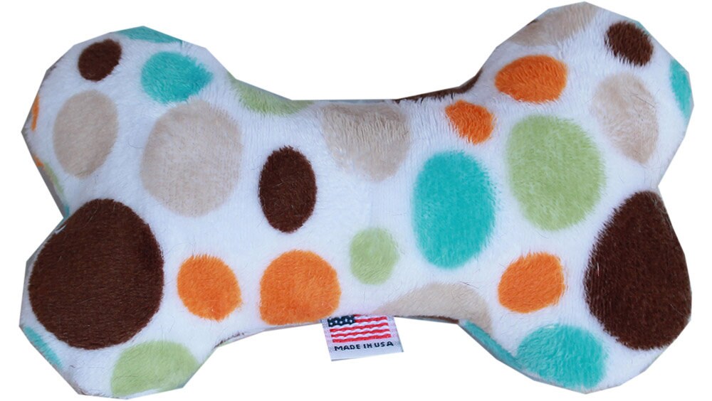 Pet and Dog Plush 6" Bone Toy, "Party Dots Group"