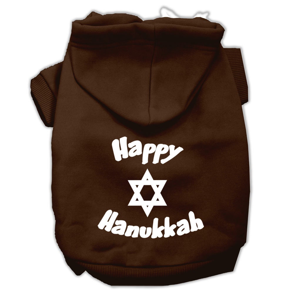 Hanukkah Pet Hoodie Screen Printed, "Happy Hanukkah"