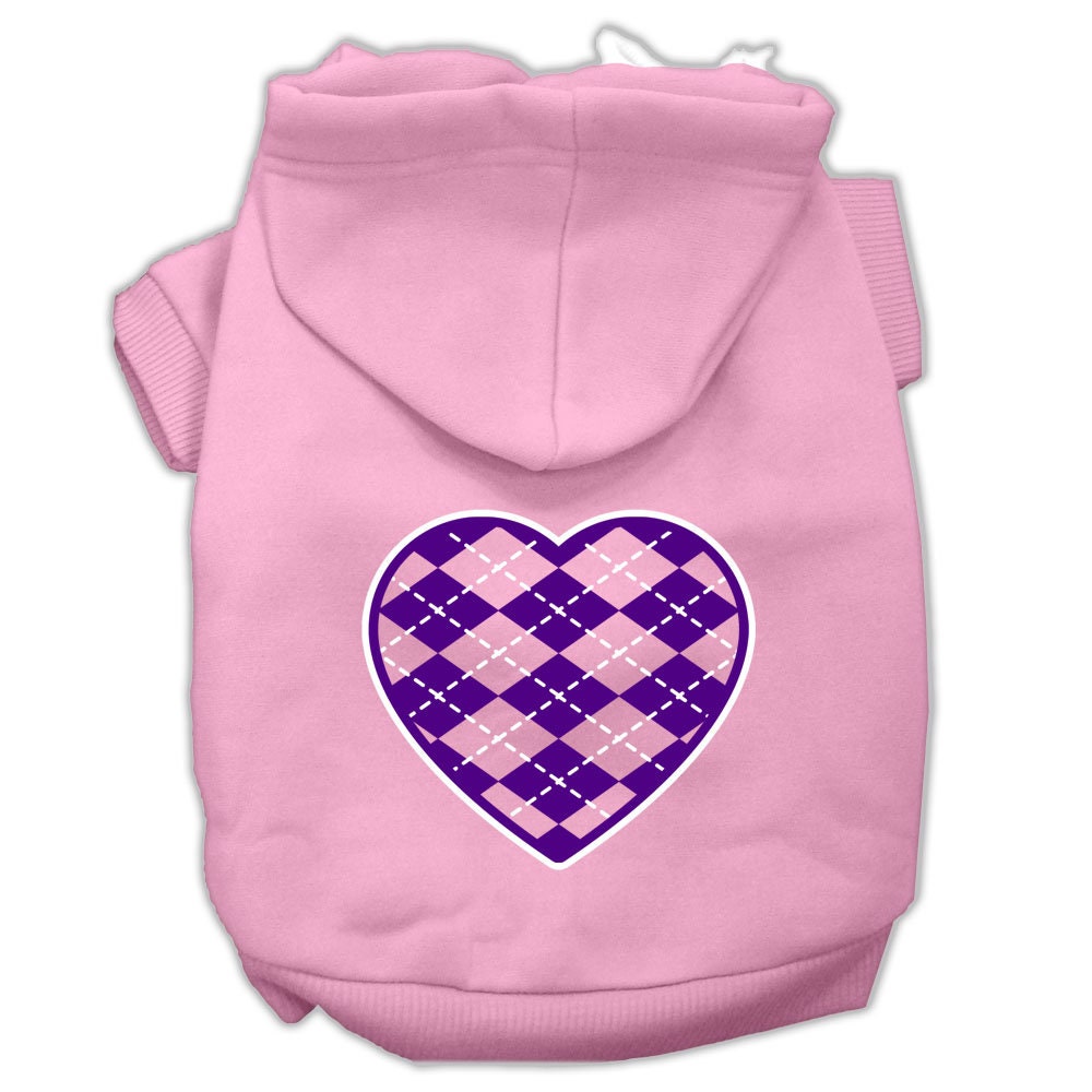 Pet Hoodie "Purple Argyle Heart"