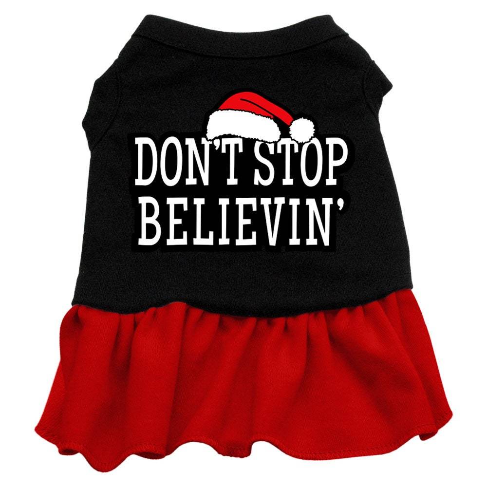Christmas Pet Dress Screen Printed, "Don't Stop Believin"