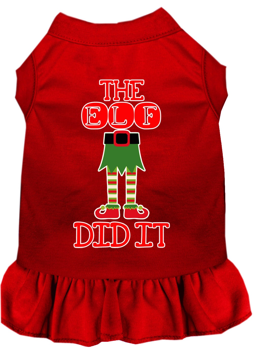 Christmas Pet Dress Screen Printed, "The Elf Did It"