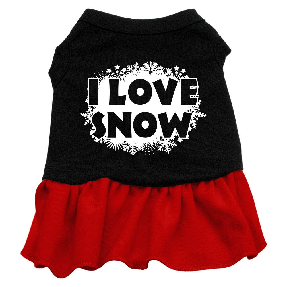 Christmas Pet Dress Screen Printed, "I Love Snow"