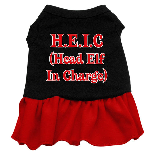 Christmas Pet Dress Screen Printed, "Head Elf In Charge"