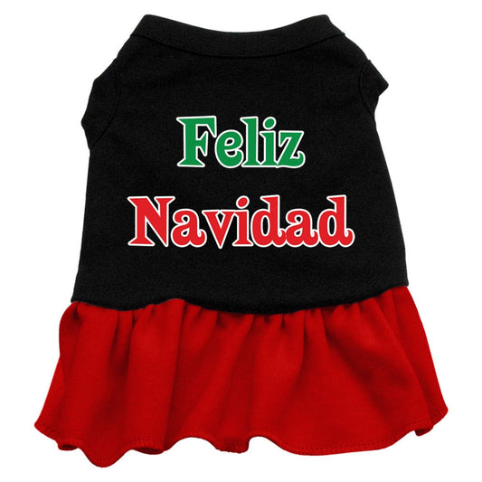 Christmas Pet Dress Screen Printed, "Feliz Navidad"