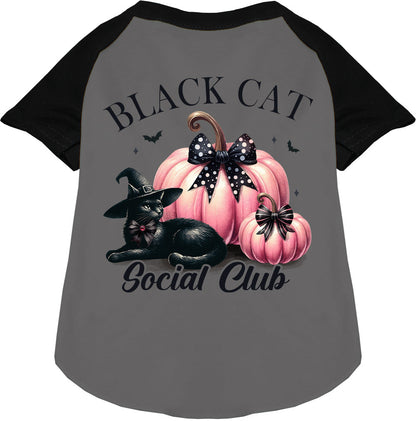 Pink and Black Cat Social Club Pet Raglan Shirt