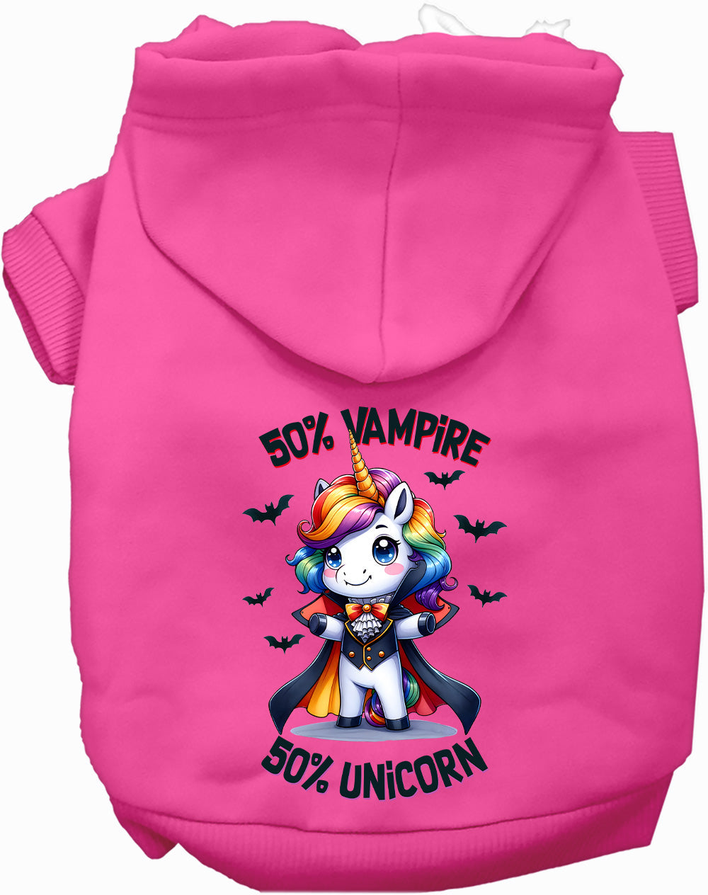 50 Percent Vampire and Unicorn Halloween Pet Hoodie