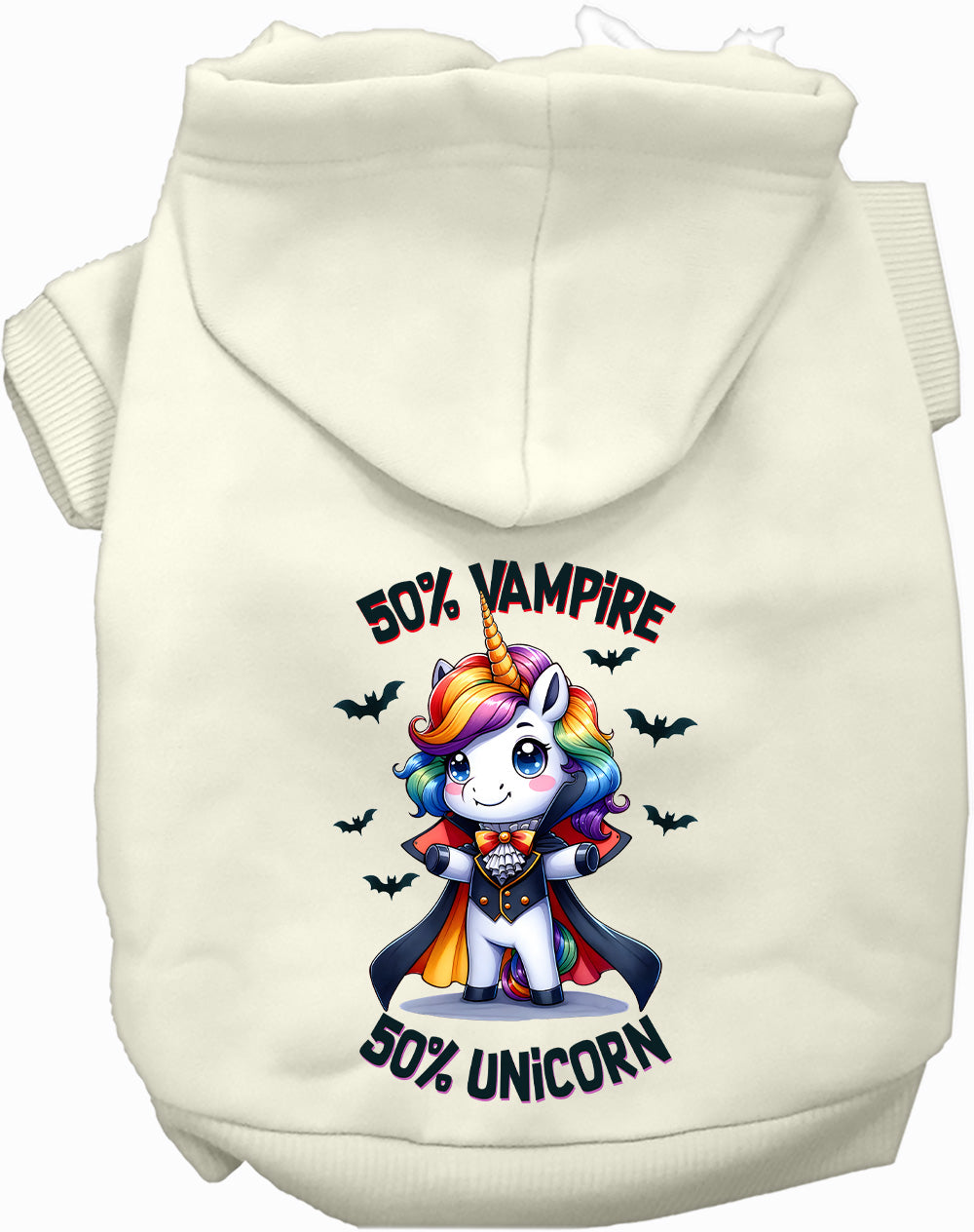 50 Percent Vampire and Unicorn Halloween Pet Hoodie