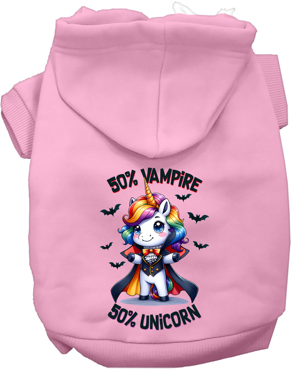 50 Percent Vampire and Unicorn Halloween Pet Hoodie