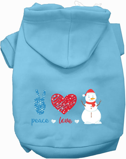 Peace, Love, and Snow Pet Hoodie