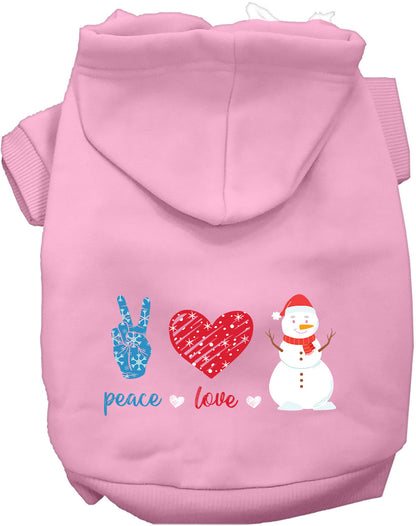 Peace, Love, and Snow Pet Hoodie